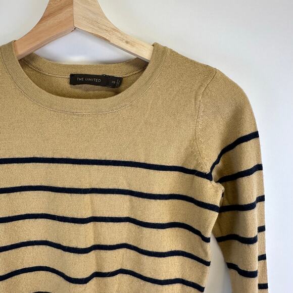 The Limited Brown Striped Wool Blend Crew Neck Long Sleeve Sweater Wmns Size XS - Picture 5 of 14